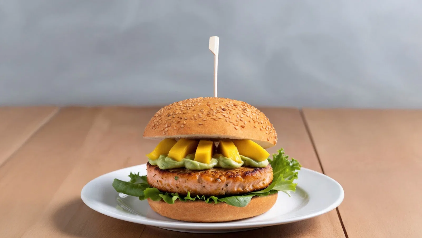 burger di salmone con guacamole e mango