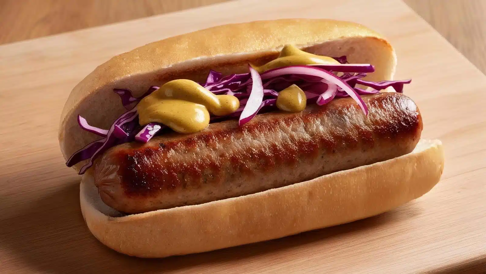 Ricetta Hot dog di salsiccia di maiale, cavolo rosso e senape di Digione
